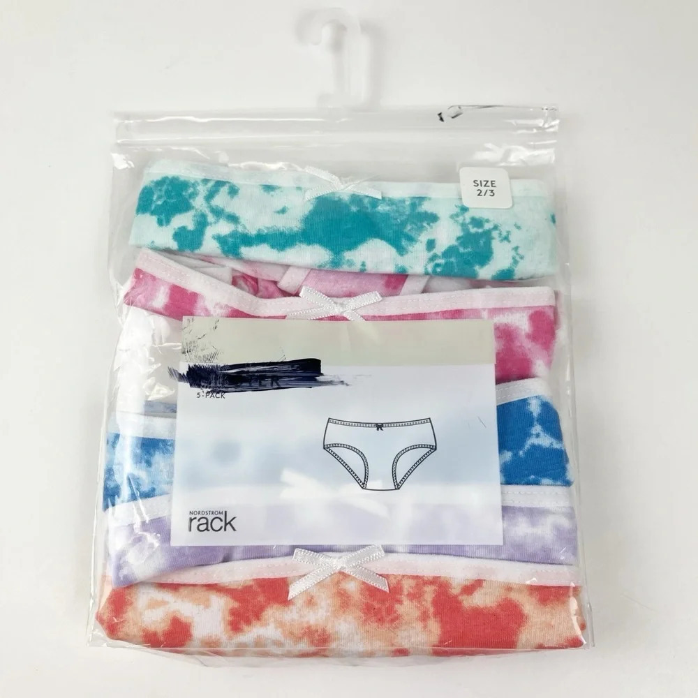 NEW Nordstrom 5 Pack Hipster Underwear Girls Size 2 / 3 Tie Dye Multicolor